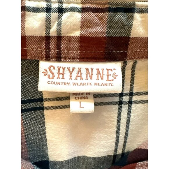 Shyanne Thunderbird Plaid Button Down Long Sleeve Shirt Size L - Picture 4 of 8